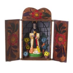 'Saint Martin de Porres' - Handmade Wood Retablo Sculpture