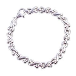 Silver Kiss,'Sterling Silver X and O Chain Link Bracelet from Mexico'