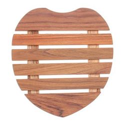 'Heart-Shaped Teak Wood Pot Stand Handcrafted in Thailand'