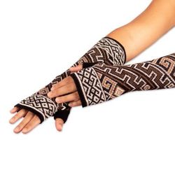 Serpents and Waves,'Knit 100% Baby Alpaca Fingerless Mitts Crafted in Peru'