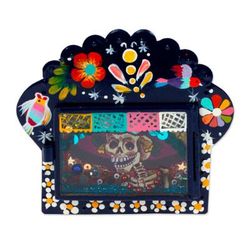 Showy Catrina,'Hand Painted Catrina Metal Wall Art'