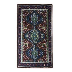 Wool chain stitch rug, 'Valley of Peace' (4x6)