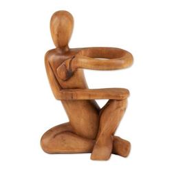 The Invitation,'Hand Carved Wood Wine Bottle Holder'