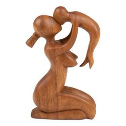 Mother's Love,'Suar Wood Family Sculpture'