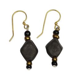 Fascinating Rocks,'Ceramic and Recycled Plastic Dangle Earrings from Ghana'