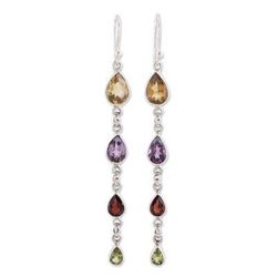 'Multi-Gem Citrine Amethyst Garnet and Peridot Earrings'