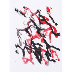 Jungle Midnight,'Authentic Red and Black Painting by Elephant Artist'