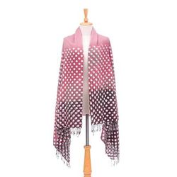 Dusty Rose Dots,'Fringed Batik Cotton and Rayon Blended Shawl'