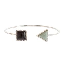 Geometric Shapes II,'Geometric Themed Jade Cuff Bracelet with Sterling Silver'