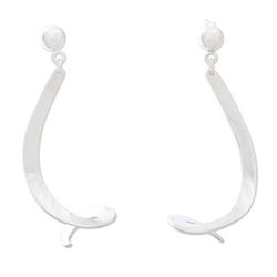 Squiggle,'Taxco Sterling Silver Dangle Earrings'