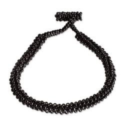 Shadow Berries,'Black Glass Beaded Bracelet with Toggle Clasp'