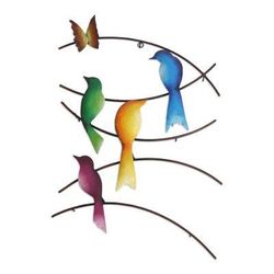 Friends of Summer,'Steel Wall Sculpture of Birds and a Butterfly from Mexico'