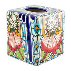 Talavera Bouquet,'Hand Painted Talavera Style Tissue Box Cover'