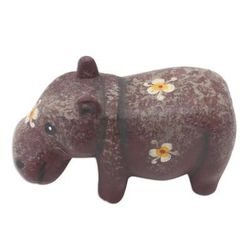 'Hippo Wood Figurine Hand-carved & Hand-painted in Indonesia'