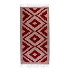 Valley Fire,'Diamond Pattern Hand Woven Zapotec Rug (2.5x5) from Mexico'