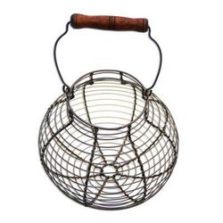 Round Cage,'Handmade Round Aluminum Decorative Basket with Wood Handle'