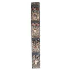 Simbisa Dogon Board,'Mahogany Wall Relief Panel Carved & Painted by Hand in Ghana'