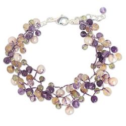 'Mystic Passion' - Handcrafted Pearl and Amethyst Brace