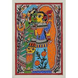 'Shiva and Parvati Hindu Madhubani Painting from India'
