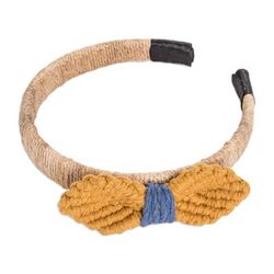 Bright Day,'Handmade Jute Headband with Cotton Macrame Bow'