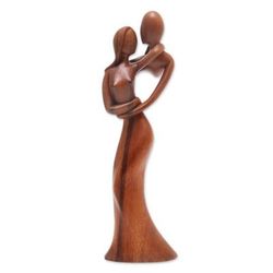 'Hand-Carved Suar Wood Sculpture of an Abstract Dance'