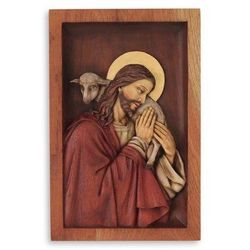 Cedar relief panel, 'Blessed Good Shepherd'