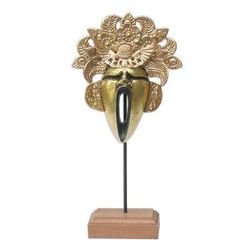 Yawning King,'Cultural Copper and Wood Mask from Indonesia'
