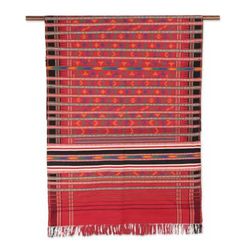 Cotton throw, 'Festive India' - Cotton Striped Throw India Fair Trade
