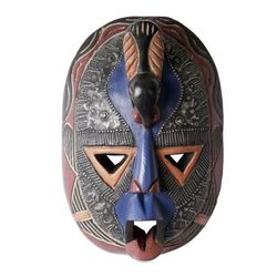 The Sky Is The Limit,'African Wood Mask Carved and Painted by Hand in Ghana'