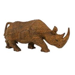 Rhino on the Move,'Rhinoceros Sculpture Hand Carved from Raintree Wood'