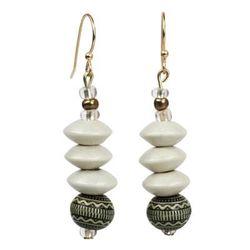 African Innocence,'Wood and Recycled Plastic Beaded Dangle Earrings from Ghana'