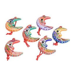 'Crescent Moon' (set of 6) - Handcrafted Christmas Ceramic Ornaments