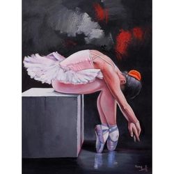 Ballerina,'Signed Realist Painting of a Ballerina from Peru'