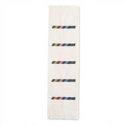 Alabaster Rainbow,'Woven Colorful Cotton Table Runner in an Alabaster Base Hue'