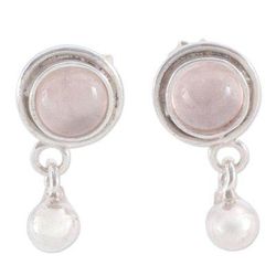 'Dream of Love' - Unique Sterling Silver Rose Quartz Earrings