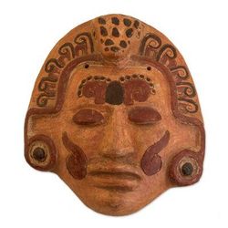 'Maya Crocodile Priest' - Archaeological Ceramic Wall Mask