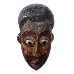 Ghanaian wood mask, 'You Are Loved' - Hand Carved African Wood Mask