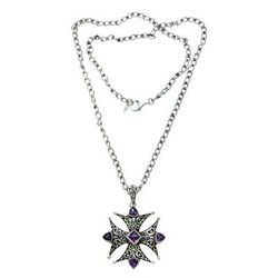 Amethyst pendant necklace, 'Maltese Cross'