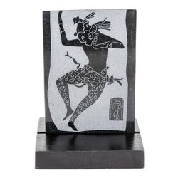 Maya Jaguar Dancer,'Museum Replica Maya Jaguar Dancer Green Jade Plaque'