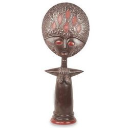 Akuaba II,'African Fertility Doll Hand Crafted 28-inch Wood Sculpture'