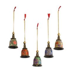 Bells of Kashmir,'Papier Mache Bell Ornaments (Set of 5) from India'
