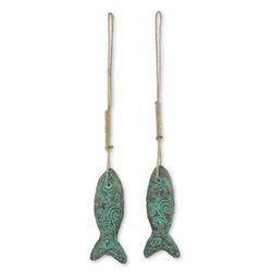 Recycled paper ornaments, 'Happiness Fish' (pair)