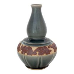 Celadon ceramic vase, 'Elephant Sky Heralds'