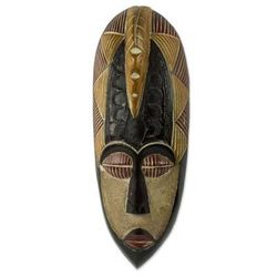 Herjole,'Artisan Made Original African Wall Mask of Peace with Dove'