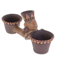 'Dual Pre-Hispanic Ceramic Decorative Vase from Nicaragua'