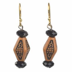 Joyful Flowers,'Rustic Floral Recycled Plastic Dangle Earrings from Ghana'