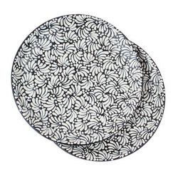 Dark Spring,'Pair of Floral Talavera Ceramic Luncheon Plates in Black'