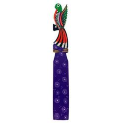 Reading Quetzal,'Handmade Multicolor Copal Wood Bookmark with Mexican Quetzal'