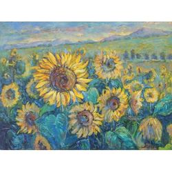 The Sunflower When Rising,'Floral Impressionistic Painting from Thailand'