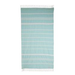 Sweet Relaxation in Mint,'Striped Cotton Beach Towel in Mint from Guatemala'